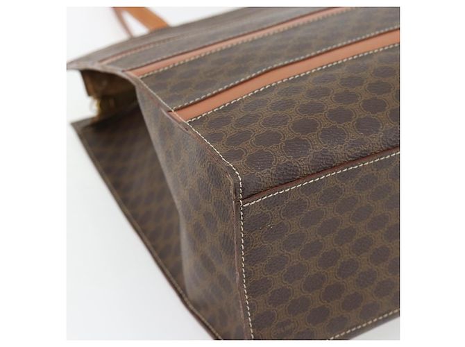 Céline Borsa Tote CELINE Macadam Canvas PVC Pelle Marrone Oro Auth 180849 D'oro - vista 14