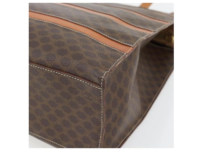 Céline Borsa Tote CELINE Macadam Canvas PVC Pelle Marrone Oro Auth 180849 D'oro - vista 15