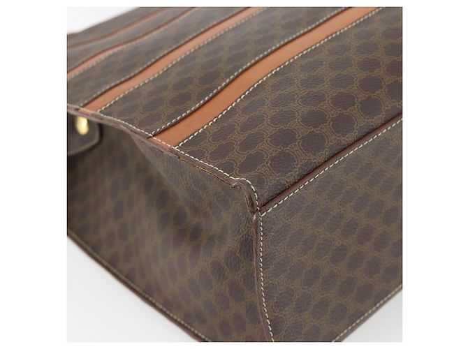Céline Borsa Tote CELINE Macadam Canvas PVC Pelle Marrone Oro Auth 180849 D'oro - vista 16