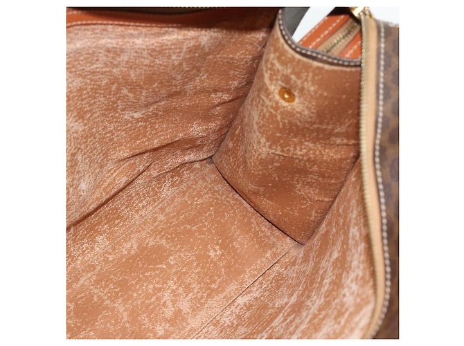 Céline Borsa Tote CELINE Macadam Canvas PVC Pelle Marrone Oro Auth 180849 D'oro - vista 18