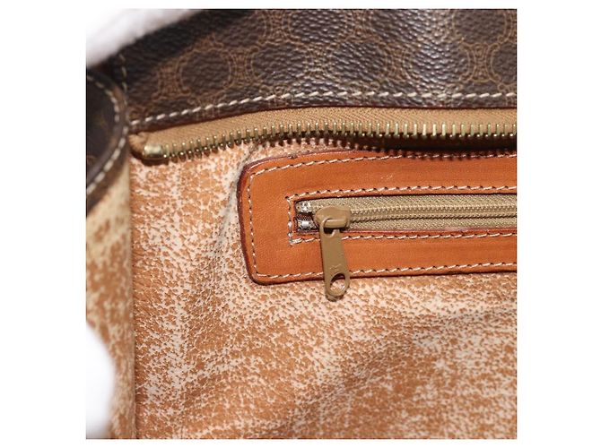 Céline Borsa Tote CELINE Macadam Canvas PVC Pelle Marrone Oro Auth 180849 D'oro - vista 20