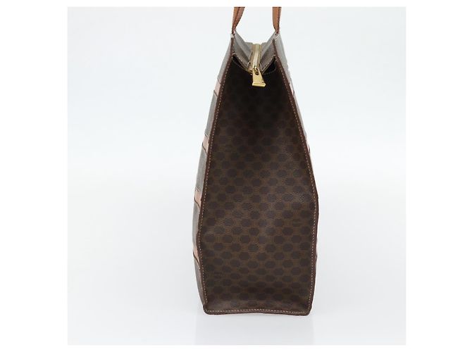 Céline Borsa Tote CELINE Macadam Canvas PVC Pelle Marrone Oro Auth 180849 D'oro - vista 3
