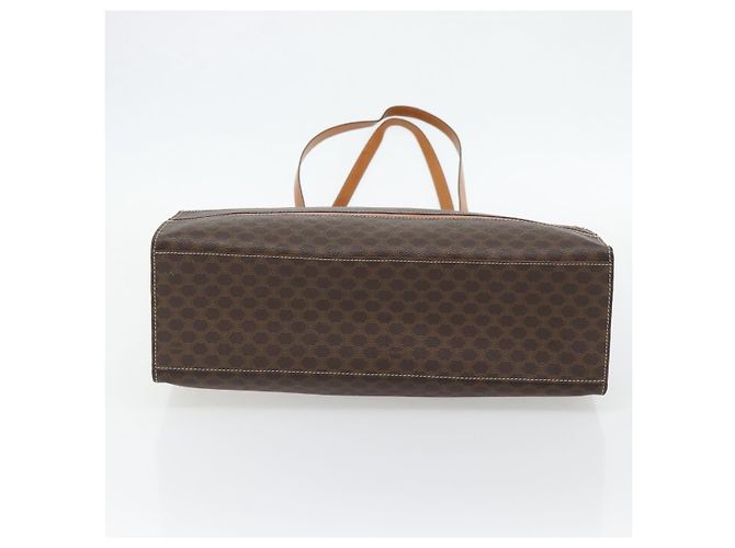 Céline Borsa Tote CELINE Macadam Canvas PVC Pelle Marrone Oro Auth 180849 D'oro - vista 5