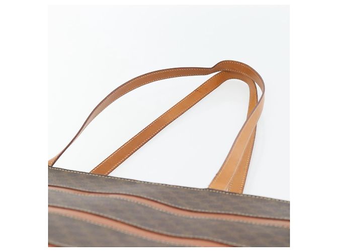 Céline Borsa Tote CELINE Macadam Canvas PVC Pelle Marrone Oro Auth 180849 D'oro - vista 8
