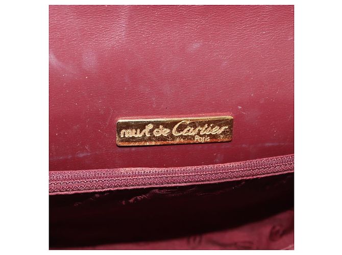 Borsa a Spalla CARTIER Must Line Pelle Bordeaux Oro Auth 179989 D'oro Bordò - vista 10