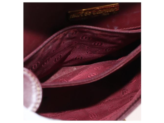 Borsa a Spalla CARTIER Must Line Pelle Bordeaux Oro Auth 179989 D'oro Bordò - vista 12