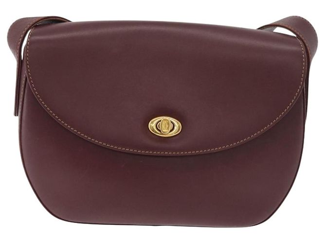 Borsa a Spalla CARTIER Must Line Pelle Bordeaux Oro Auth 179989 D'oro Bordò - vista 13