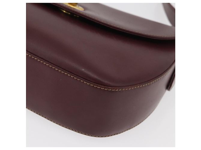 Borsa a Spalla CARTIER Must Line Pelle Bordeaux Oro Auth 179989 D'oro Bordò - vista 15