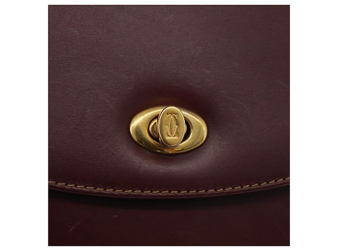 Borsa a Spalla CARTIER Must Line Pelle Bordeaux Oro Auth 179989 D'oro Bordò - vista 18