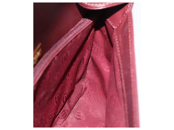Borsa a Spalla CARTIER Must Line Pelle Bordeaux Oro Auth 179989 D'oro Bordò - vista 19