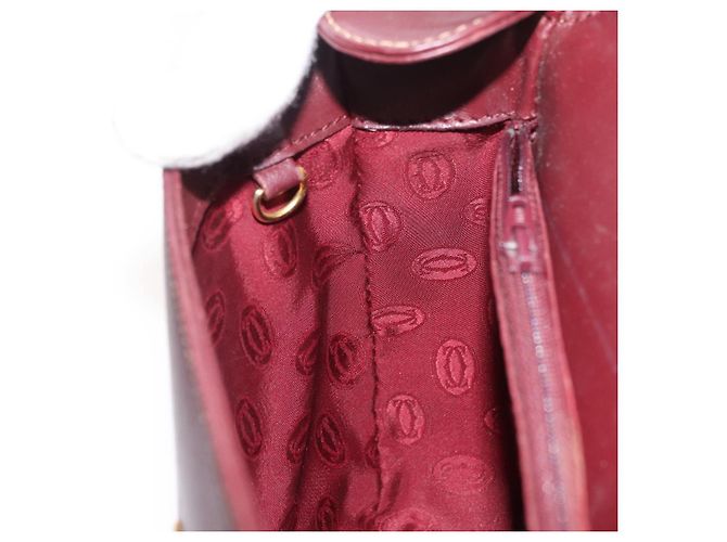 Borsa a Spalla CARTIER Must Line Pelle Bordeaux Oro Auth 179989 D'oro Bordò - vista 20