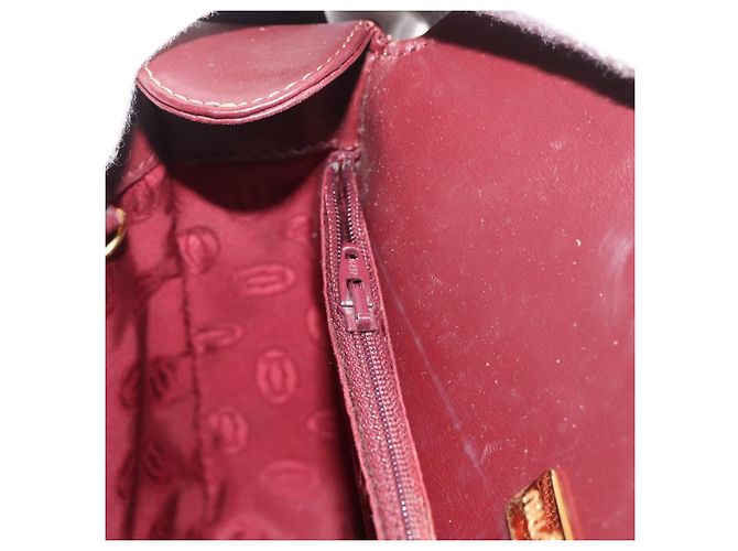 Borsa a Spalla CARTIER Must Line Pelle Bordeaux Oro Auth 179989 D'oro Bordò - vista 21