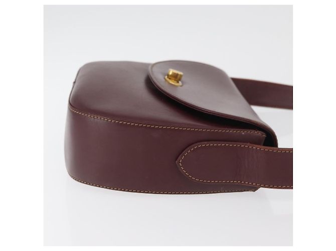 Borsa a Spalla CARTIER Must Line Pelle Bordeaux Oro Auth 179989 D'oro Bordò - vista 3