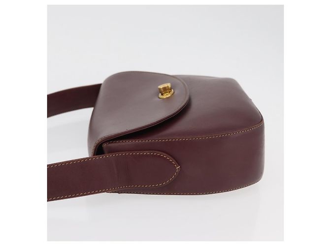 Borsa a Spalla CARTIER Must Line Pelle Bordeaux Oro Auth 179989 D'oro Bordò - vista 4