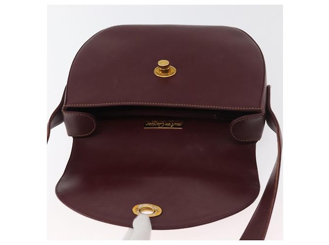 Borsa a Spalla CARTIER Must Line Pelle Bordeaux Oro Auth 179989 D'oro Bordò - vista 9