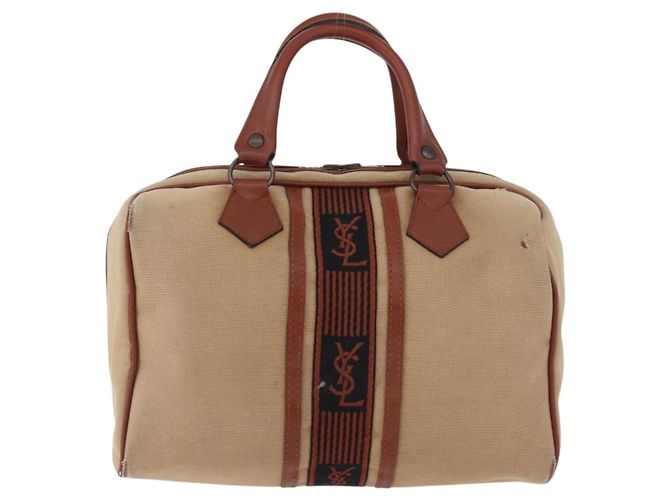 SAINT LAURENT Boston Bag Canvas Brown Auth BA12896 Marrone - vista 13