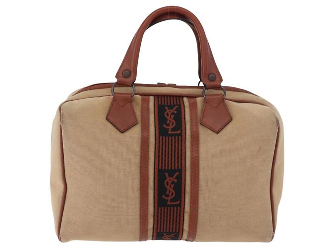 SAINT LAURENT Boston Bag Canvas Brown Auth BA12896 Marrone - vista 2