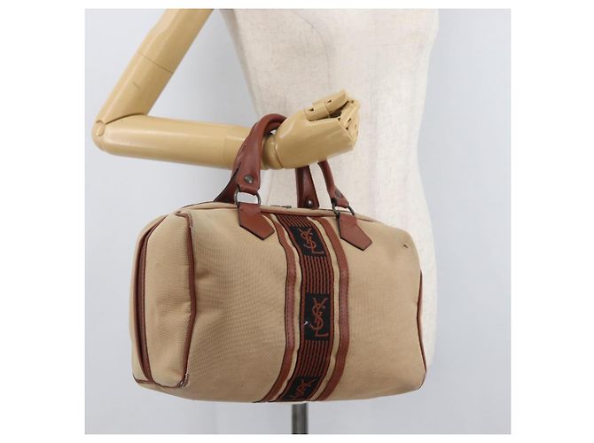 SAINT LAURENT Boston Bag Canvas Brown Auth BA12896 Marrone - vista 20