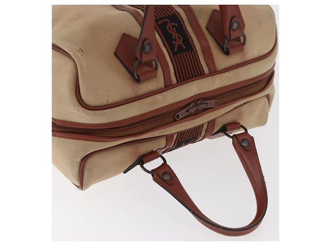 SAINT LAURENT Boston Bag Canvas Brown Auth BA12896 Marrone - vista 6