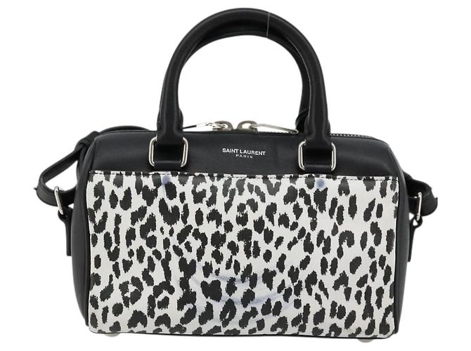 Borsa SAINT LAURENT Duffle Toy in pelle 2way Nero Argento Auth bs35119 - vista 13