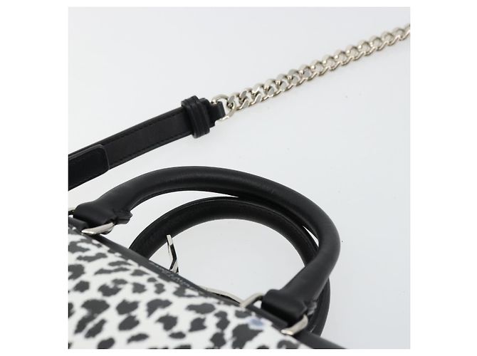 Borsa SAINT LAURENT Duffle Toy in pelle 2way Nero Argento Auth bs35119 - vista 14