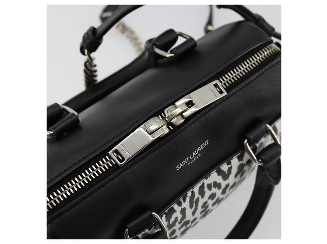 Borsa SAINT LAURENT Duffle Toy in pelle 2way Nero Argento Auth bs35119 - vista 21