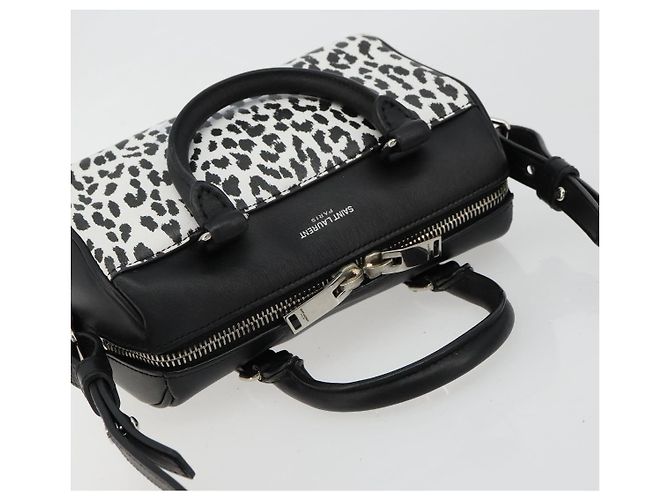 Borsa SAINT LAURENT Duffle Toy in pelle 2way Nero Argento Auth bs35119 - vista 6