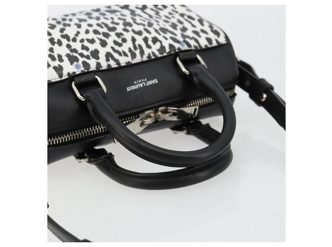 Borsa SAINT LAURENT Duffle Toy in pelle 2way Nero Argento Auth bs35119 - vista 7