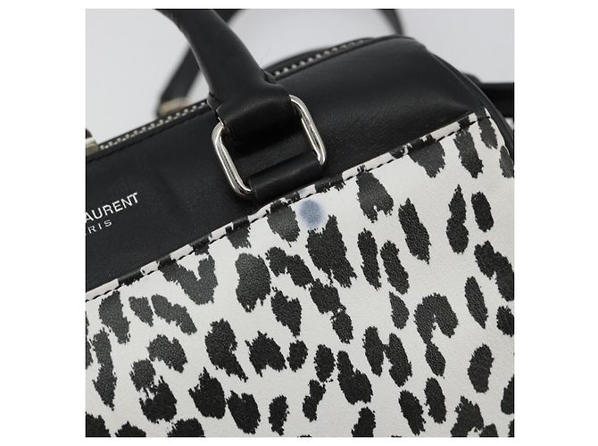 Borsa SAINT LAURENT Duffle Toy in pelle 2way Nero Argento Auth bs35119 - vista 9