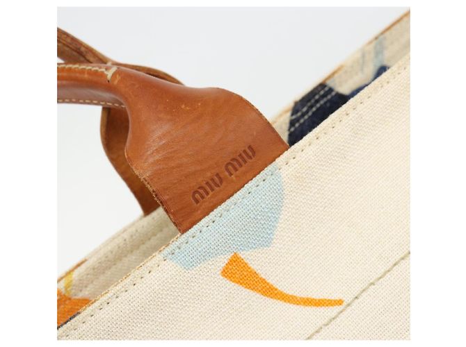 Borsa a mano Miu Miu in tela bianco e oro autentica bs35192 D'oro - vista 18