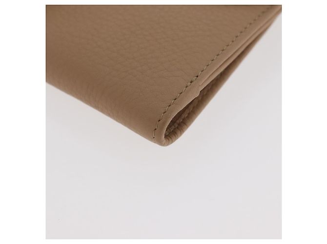 Cartera Bifold Christian Dior de cuero Beige Plata Auth 181514 - vista 14