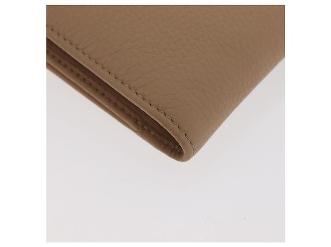 Cartera Bifold Christian Dior de cuero Beige Plata Auth 181514 - vista 15