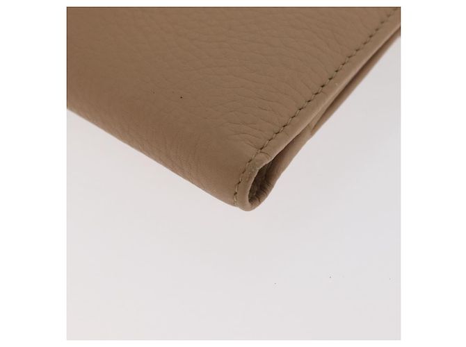 Cartera Bifold Christian Dior de cuero Beige Plata Auth 181514 - vista 16