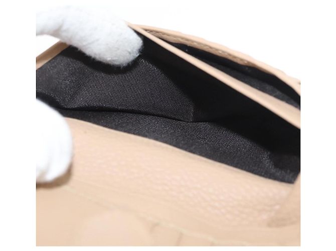 Cartera Bifold Christian Dior de cuero Beige Plata Auth 181514 - vista 18