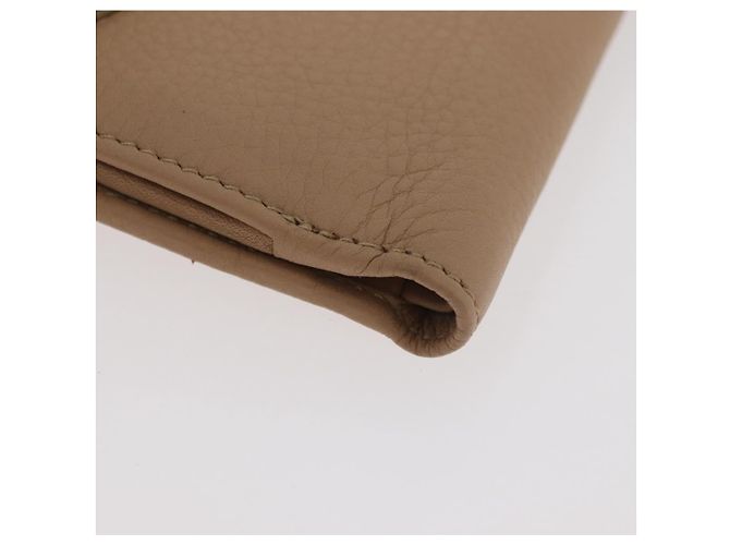 Cartera Bifold Christian Dior de cuero Beige Plata Auth 181514 - vista 7