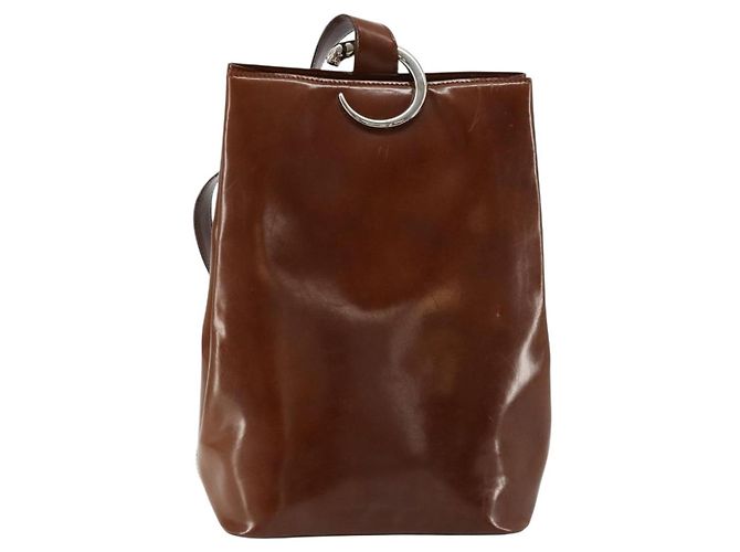 Borsa a tracolla CARTIER PANTHERE in pelle vernice marrone argento Auth 178367 - vista 13