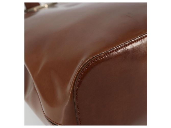 Borsa a tracolla CARTIER PANTHERE in pelle vernice marrone argento Auth 178367 - vista 14