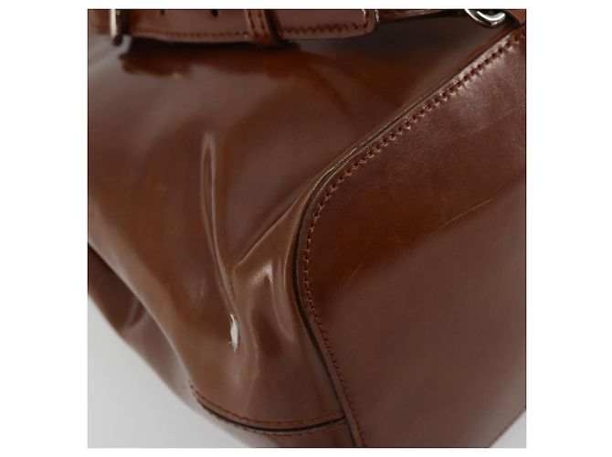 Borsa a tracolla CARTIER PANTHERE in pelle vernice marrone argento Auth 178367 - vista 16