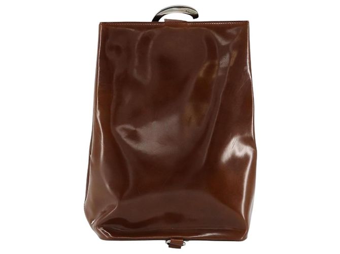 Borsa a tracolla CARTIER PANTHERE in pelle vernice marrone argento Auth 178367 - vista 2