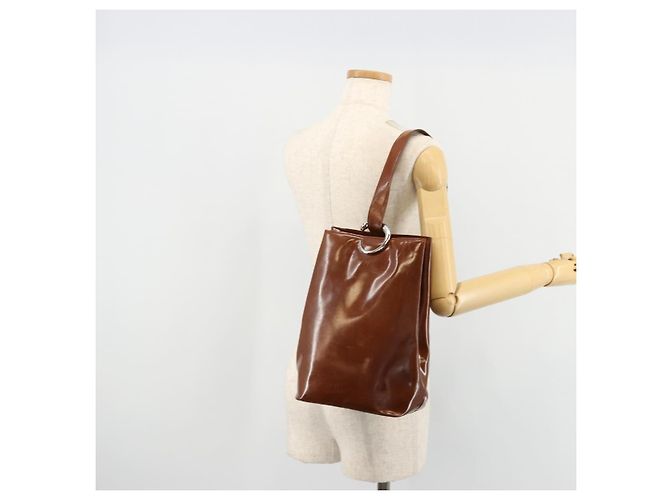 Borsa a tracolla CARTIER PANTHERE in pelle vernice marrone argento Auth 178367 - vista 22