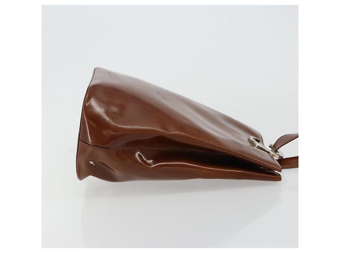 Borsa a tracolla CARTIER PANTHERE in pelle vernice marrone argento Auth 178367 - vista 3