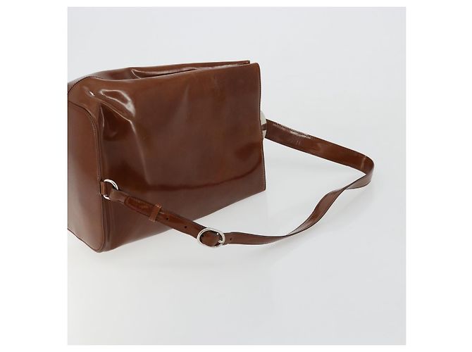 Borsa a tracolla CARTIER PANTHERE in pelle vernice marrone argento Auth 178367 - vista 7
