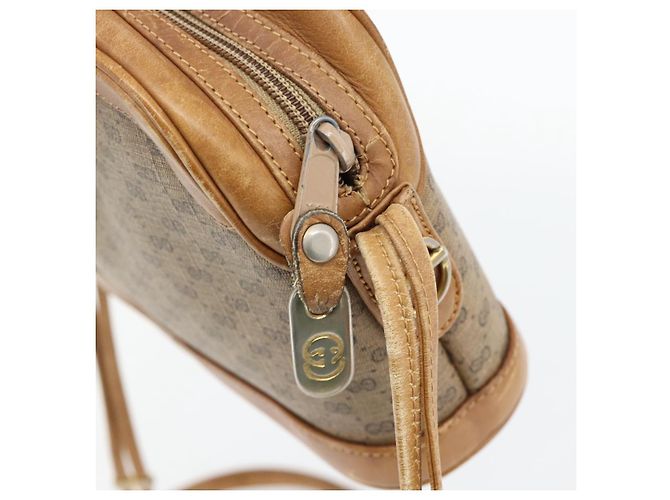 Borsa a tracolla GUCCI Micro GG Supreme PVC Beige Oro Auth ka4395 D'oro - vista 10