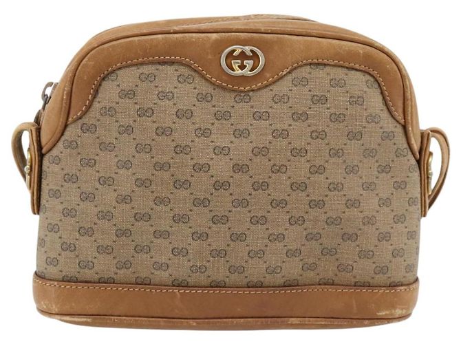Borsa a tracolla GUCCI Micro GG Supreme PVC Beige Oro Auth ka4395 D'oro - vista 13