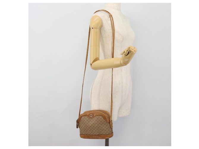 Borsa a tracolla GUCCI Micro GG Supreme PVC Beige Oro Auth ka4395 D'oro - vista 19