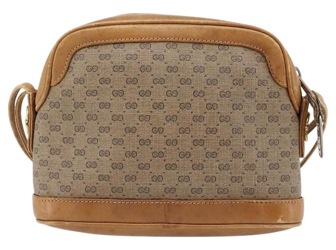 Borsa a tracolla GUCCI Micro GG Supreme PVC Beige Oro Auth ka4395 D'oro - vista 2
