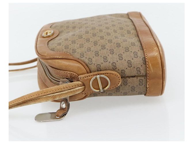 Borsa a tracolla GUCCI Micro GG Supreme PVC Beige Oro Auth ka4395 D'oro - vista 3