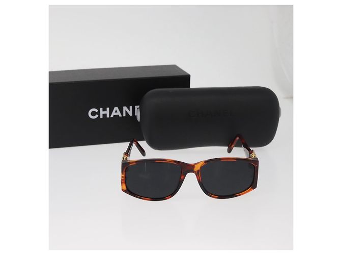 Gafas de sol CHANEL COCO Mark de plástico Marrón Oro CC Auth 181291M Castaño Dorado - vista 12