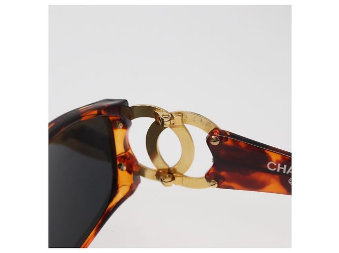 Gafas de sol CHANEL COCO Mark de plástico Marrón Oro CC Auth 181291M Castaño Dorado - vista 9