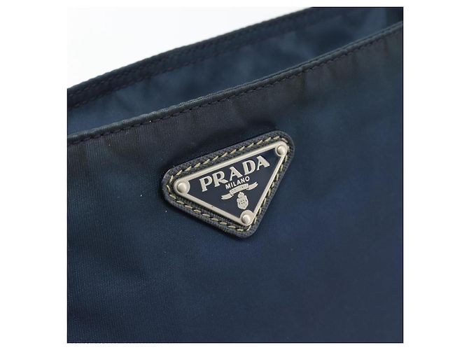 Borsa a Spalla PRADA Nylon Blu Navy Argento Auth ka4414A - vista 17